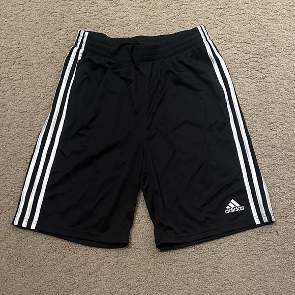adidas Other - Adidas Boys 3-Stripes Essentials White Logo Athletic Shorts Black Size XL